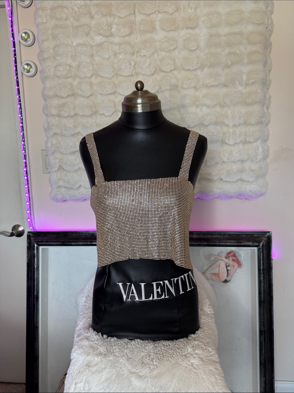 Forever 21 Champagne Rhinestone Cropped Tank Top